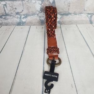 Ralph Lauren Braided Leather Belt Size 24 Brass